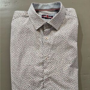 Elegant White Patterned Dress Shirt